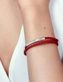 Bracelet petit modèle en Argent massif et cuir rouge Christofle 6757014