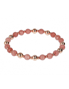 Bracelet Rhodonite Et Perles Or Rose  BRONZALLURE WSBZ01391.PINK