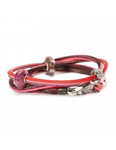 Bracelet Trollbeads en cuir rouge et bordeaux L5110